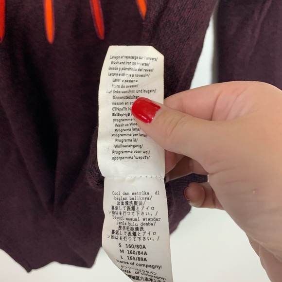 Kenzo Paris Evil Eye Crewneck Sweater Sz Medium Wool Blend Burgundy Embroidered - Picture 11 of 16